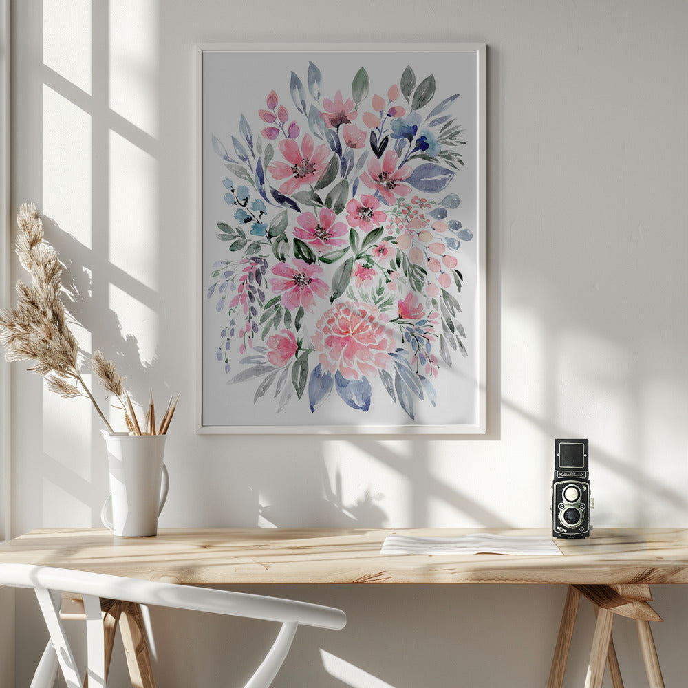 Clara watercolor bouquet Poster