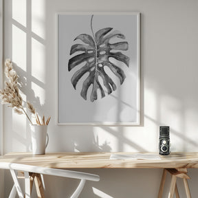 Black and White Monstera Leaf Poster