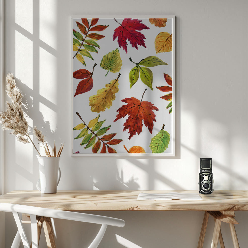 Painterly fall leaves Poster