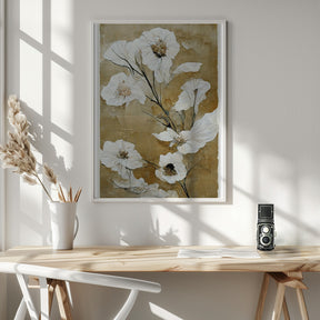 White Dry Flowers Poster