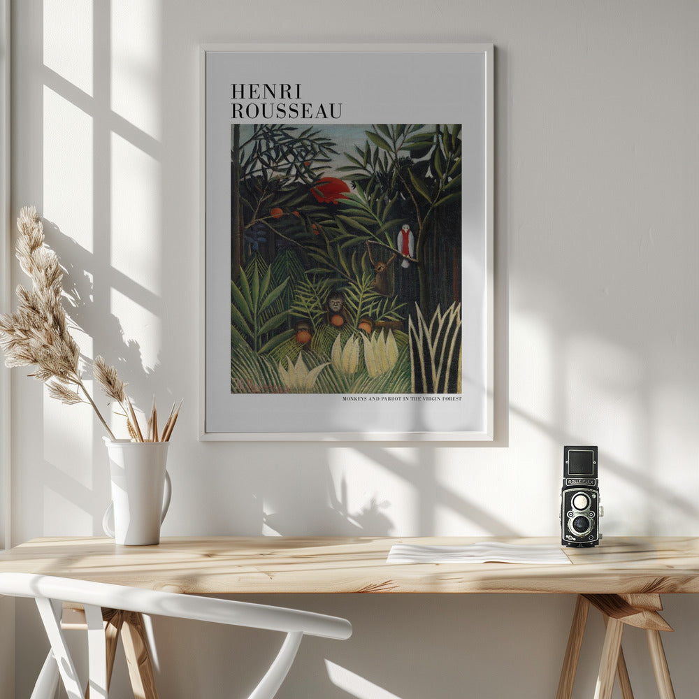 Monkeys And Parrot In The Virgin Forest Poster