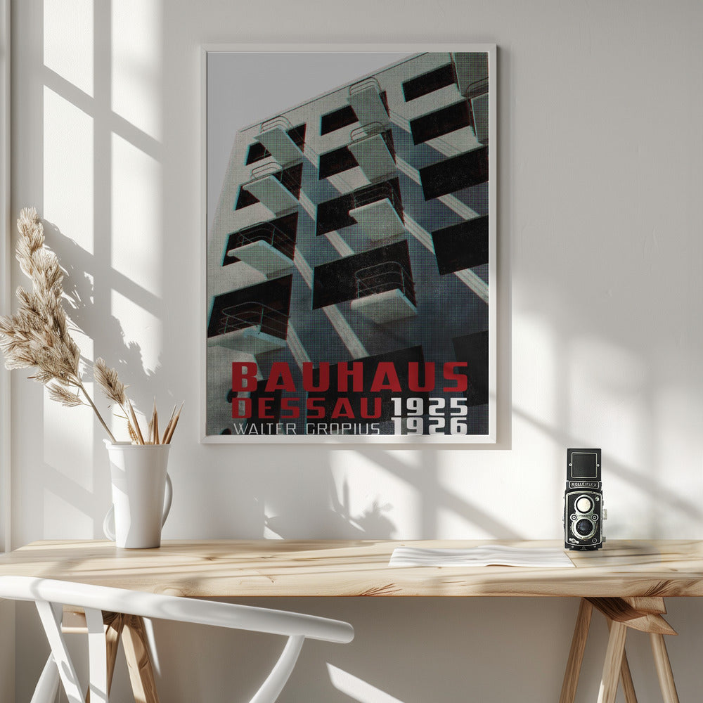 Bauhaus Dessau architecture in vintage magazine style VII Poster