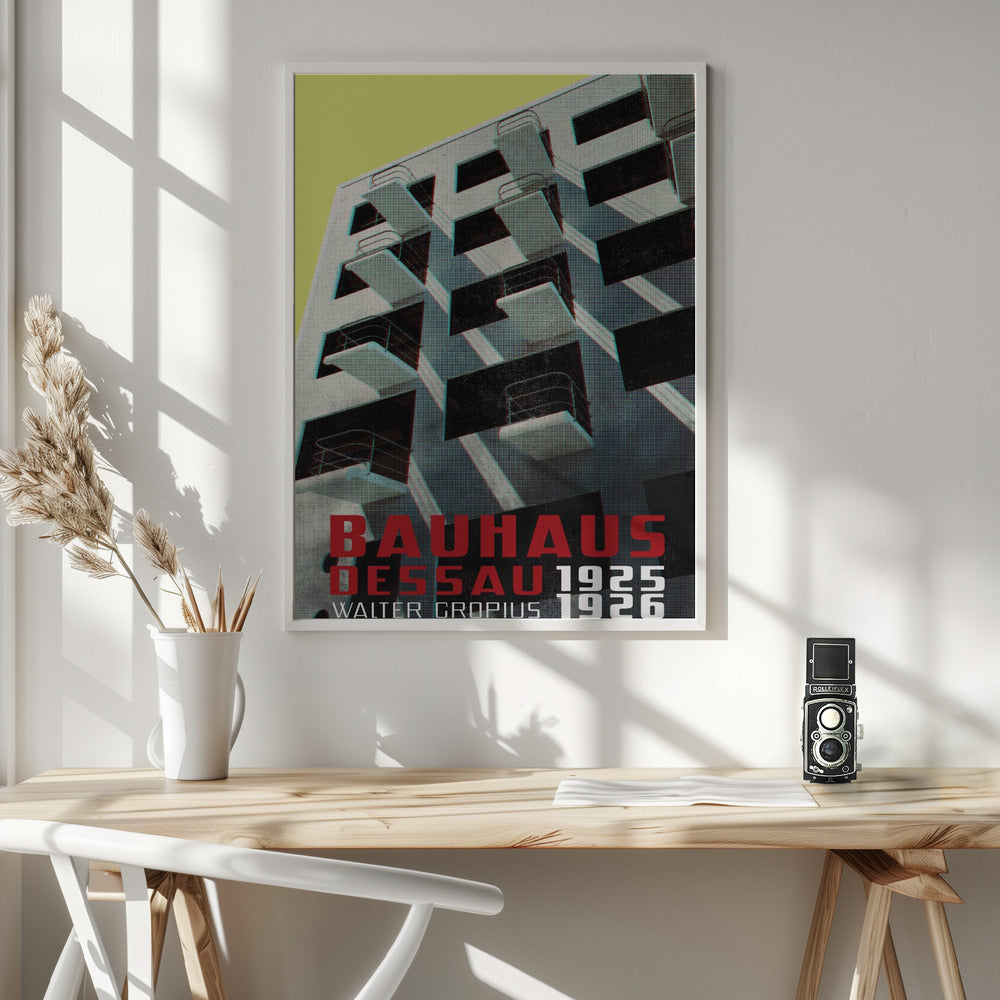 Bauhaus Dessau architecture in vintage magazine style VIII Poster