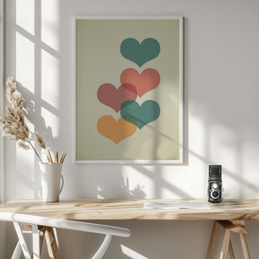 Mid century hearts I Poster