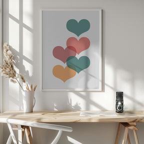 Mid century hearts Poster