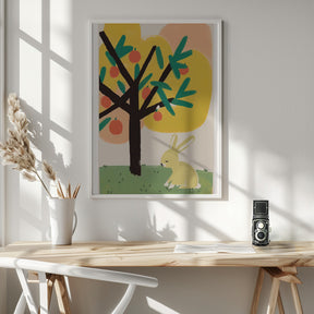 Bunny Under Apple Tree Poster