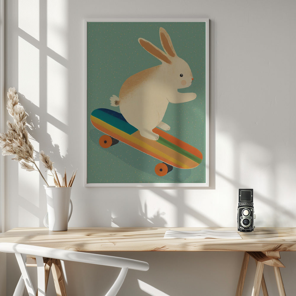 Bunny On Skateboard Poster