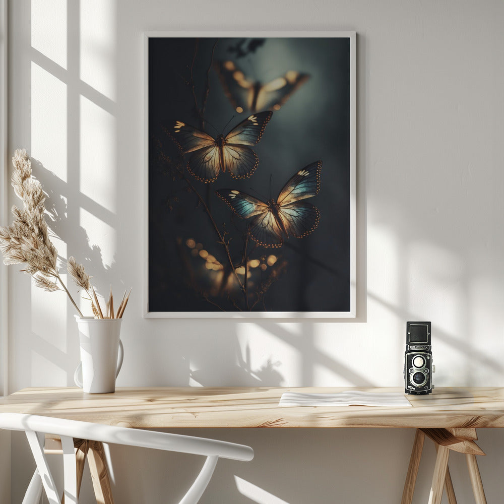 Glowing Butterflies Poster