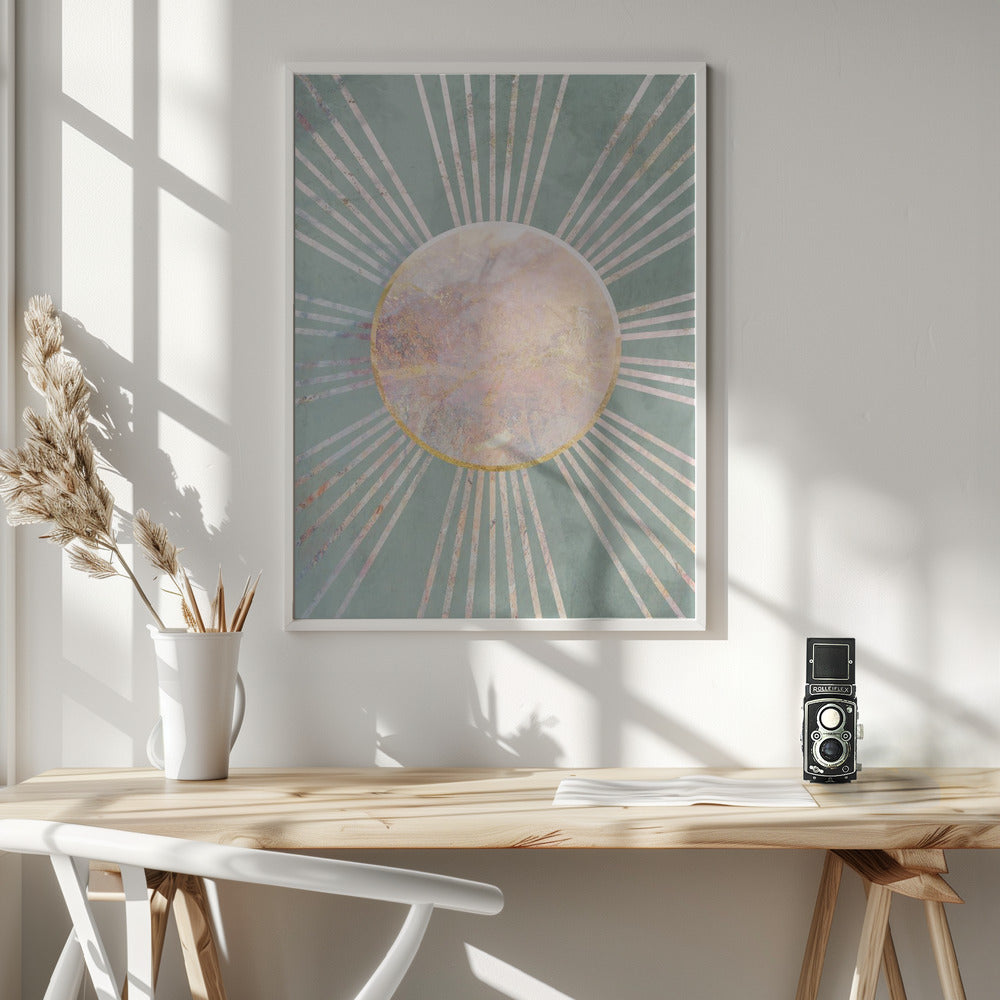 Sage Green Boho Sun Rays Poster