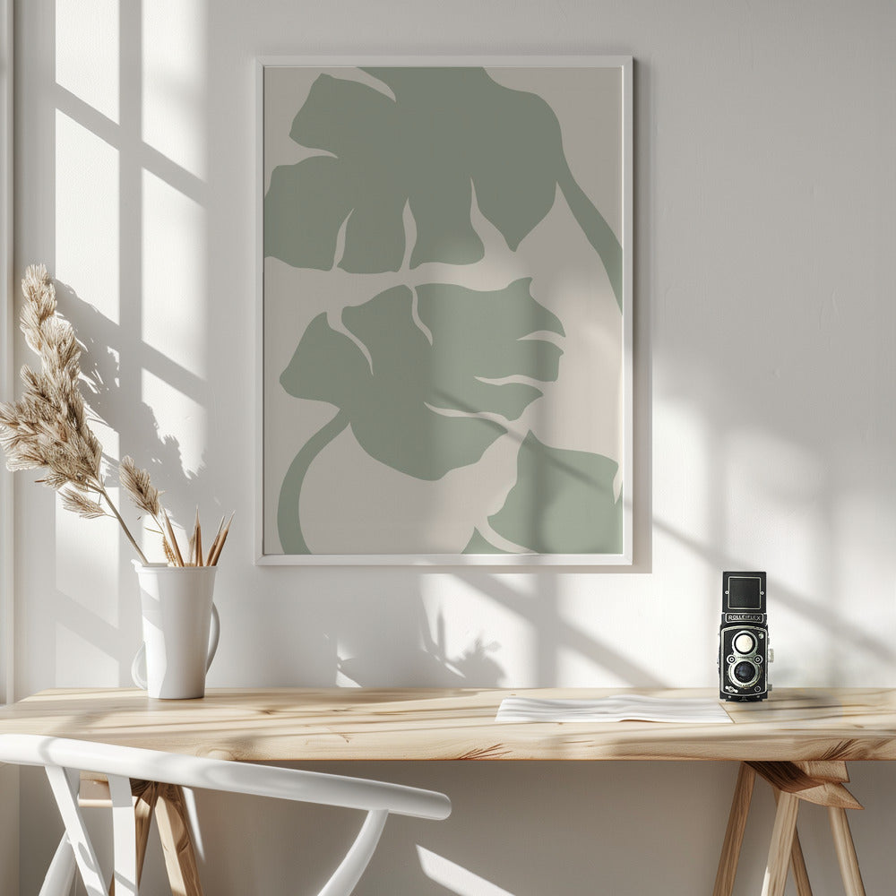 Monstera Sage Green Poster