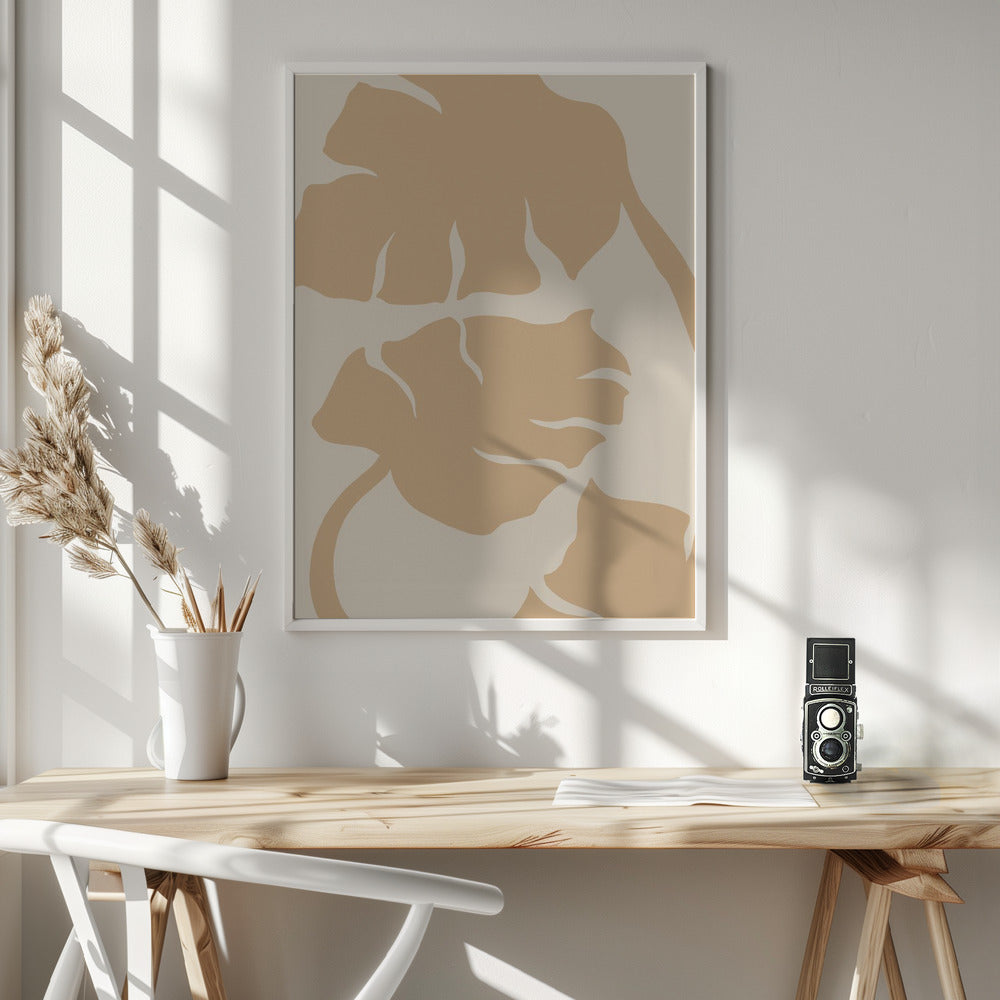 Monstera Soft orange Poster