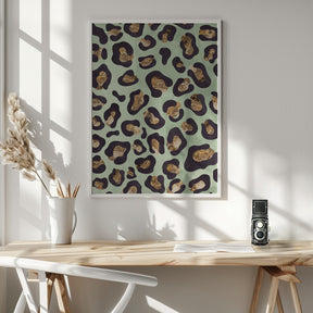 Gold leopard print green Poster