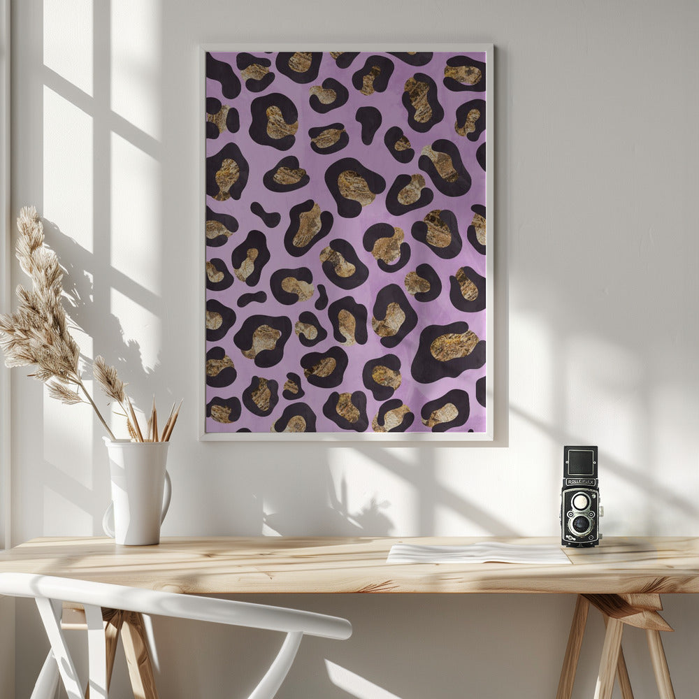 Gold leopard print pink Poster