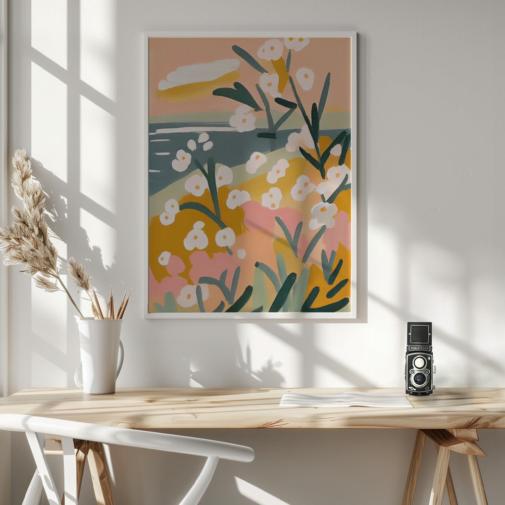 Flowers By The Sea Poster