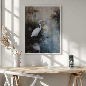 Egret in Lake Poster