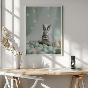 Bunny and Pastel Eggs Poster