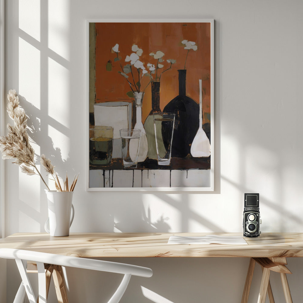 Stilllife With Glasses And Bottles Poster