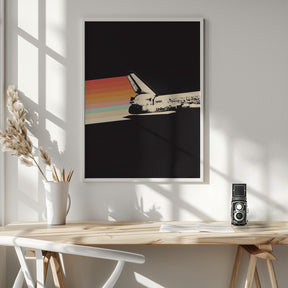 Space Ship Rainbow Poster