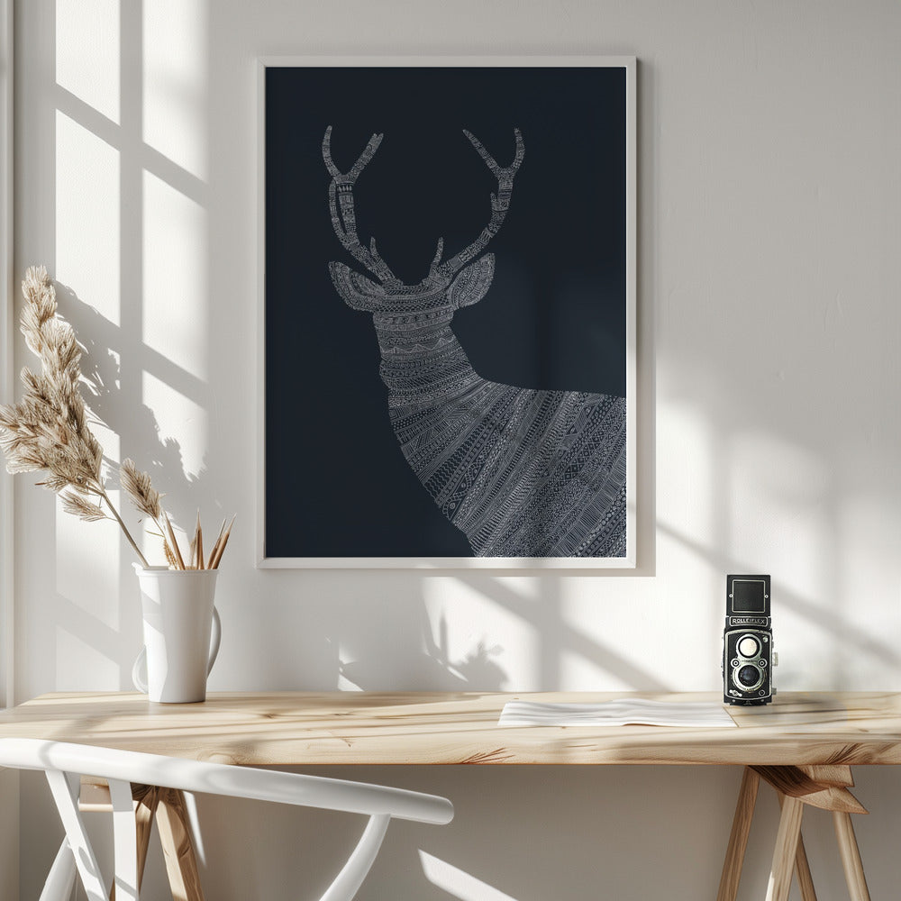 Stag Blue Poster