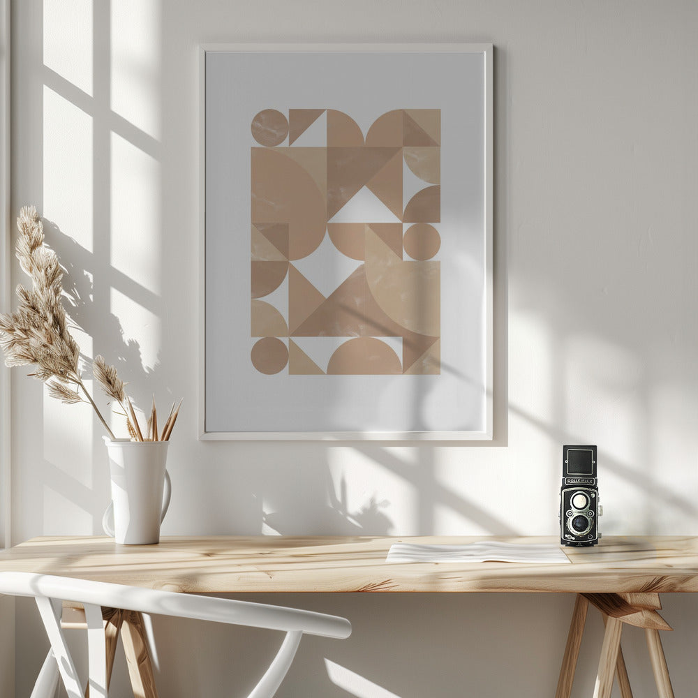 Beige Geometric Art Poster