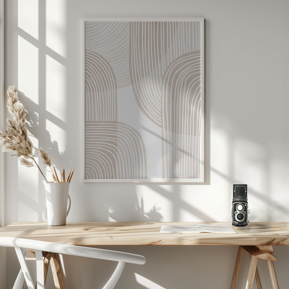 Abstract Beige Line Art Poster