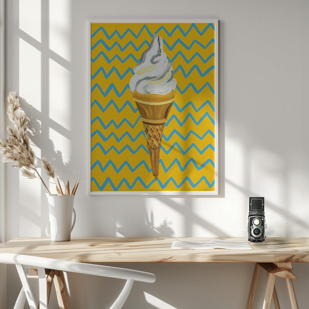 Ice Cream Yellow Zigzag Poster