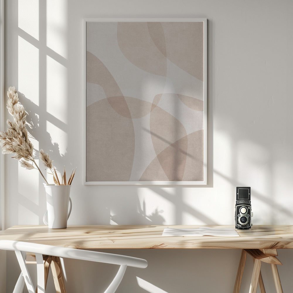 Abstract Beige Geometric Art Poster