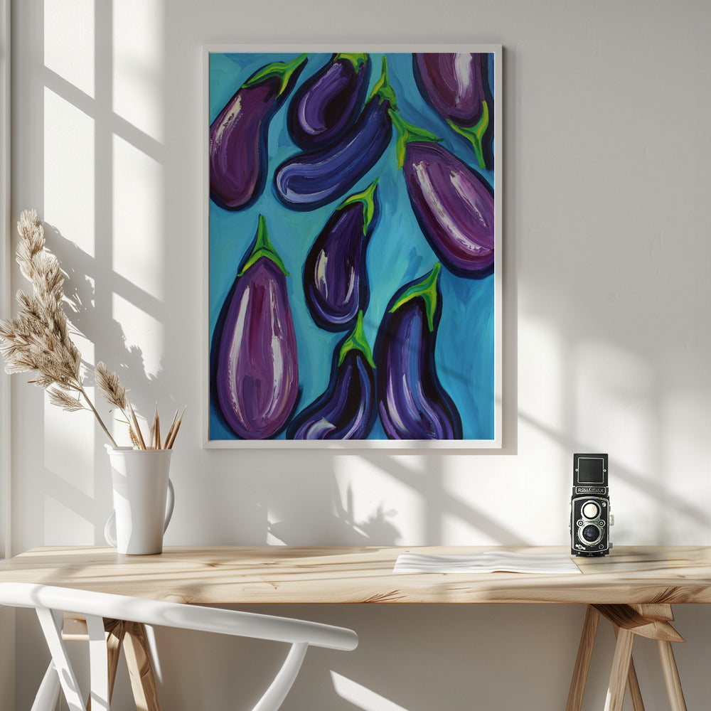 Aubergines Rain Poster