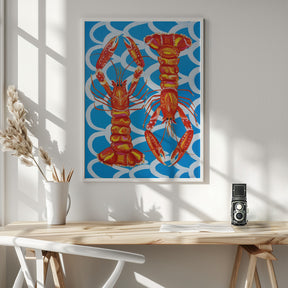 Langoustines On Blue Poster