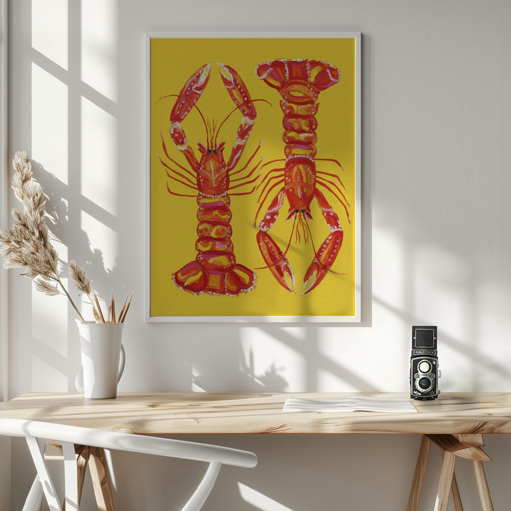 Langoustines On Yellow Poster