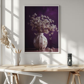 Dry Flowers On Purple Background Poster