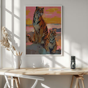 Tigers At Sunset Poster