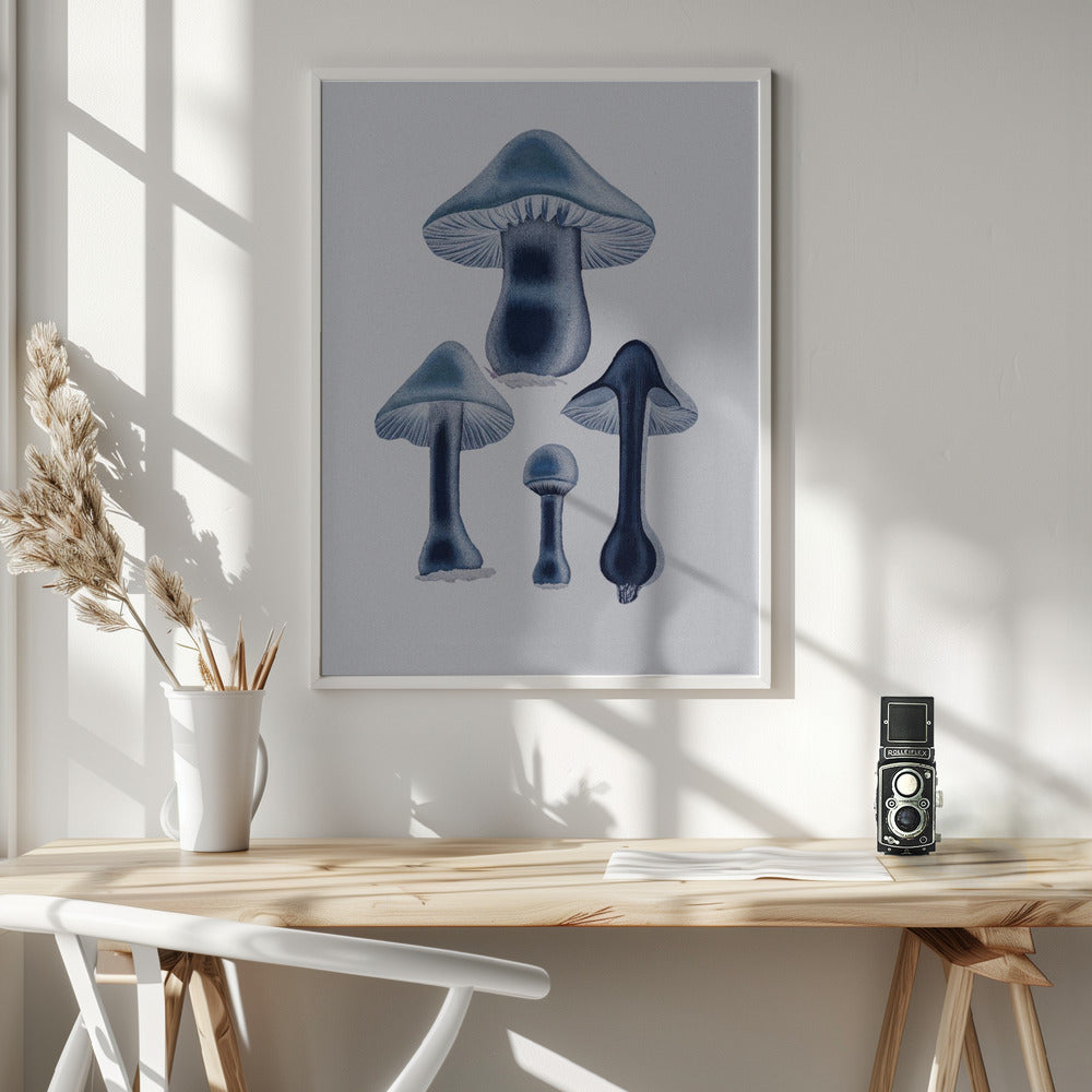 Agaricus Bulbosus - Blue Poster