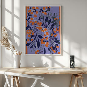 Blue And Orange Berries Poster