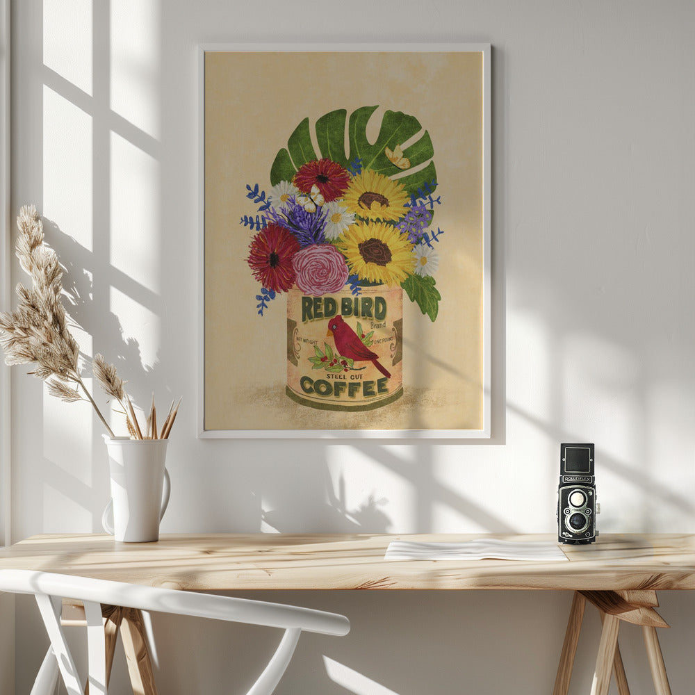 Flowers In a Vintage Coffee Can Poster