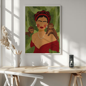 Frida and Monkeys Poster