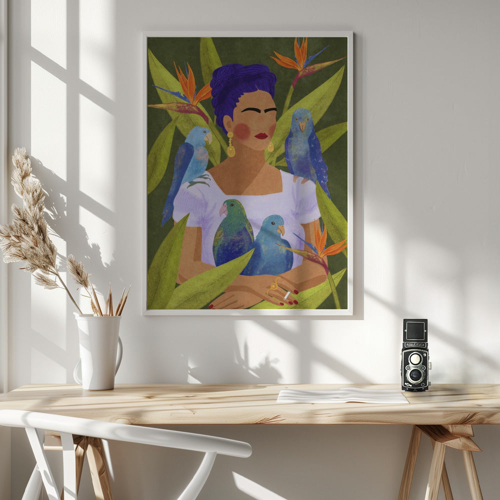 Frida and birds Poster