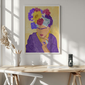 Frida and flowers Poster