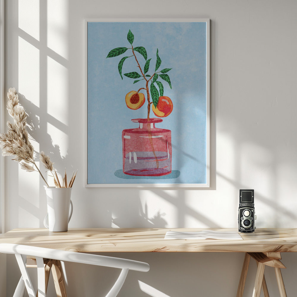 Peach Tree in Vase Poster