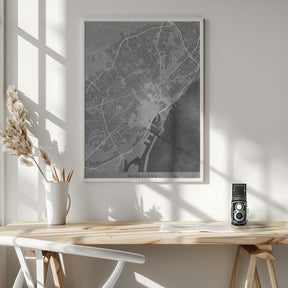 Map of Barcelona (Spain) in gray vintage style Poster