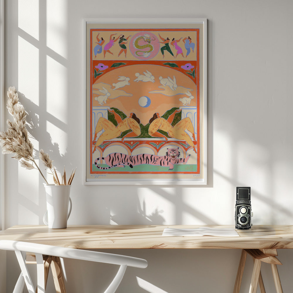 Rabbit Jumps Over the Moon Poster