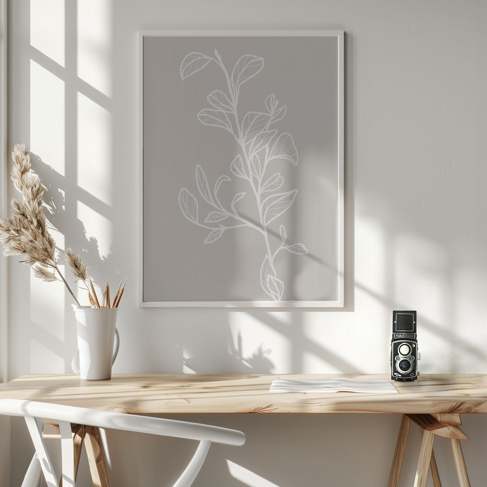 Garran branch with leaves in beige Poster