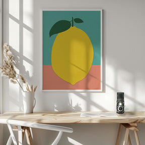 Lemon With Two Leaves Poster