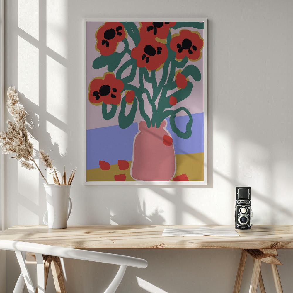 Poppy In Pink Vase Poster