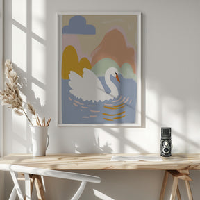 Swan In Lake Poster