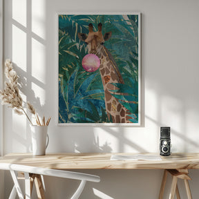 Bubblegum giraffe in the jungle Poster