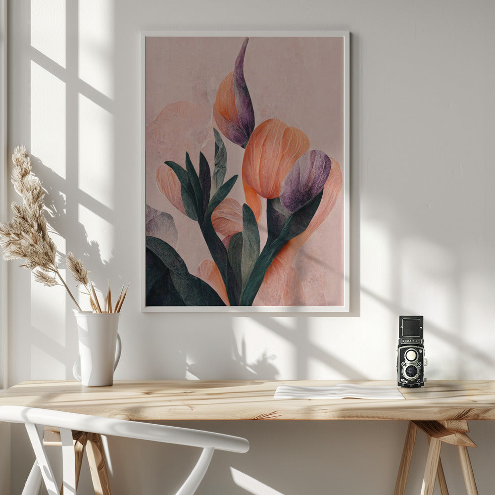 Tangelo Tulips No 2 Poster