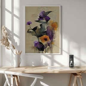 Purple Dry Flowers Poster