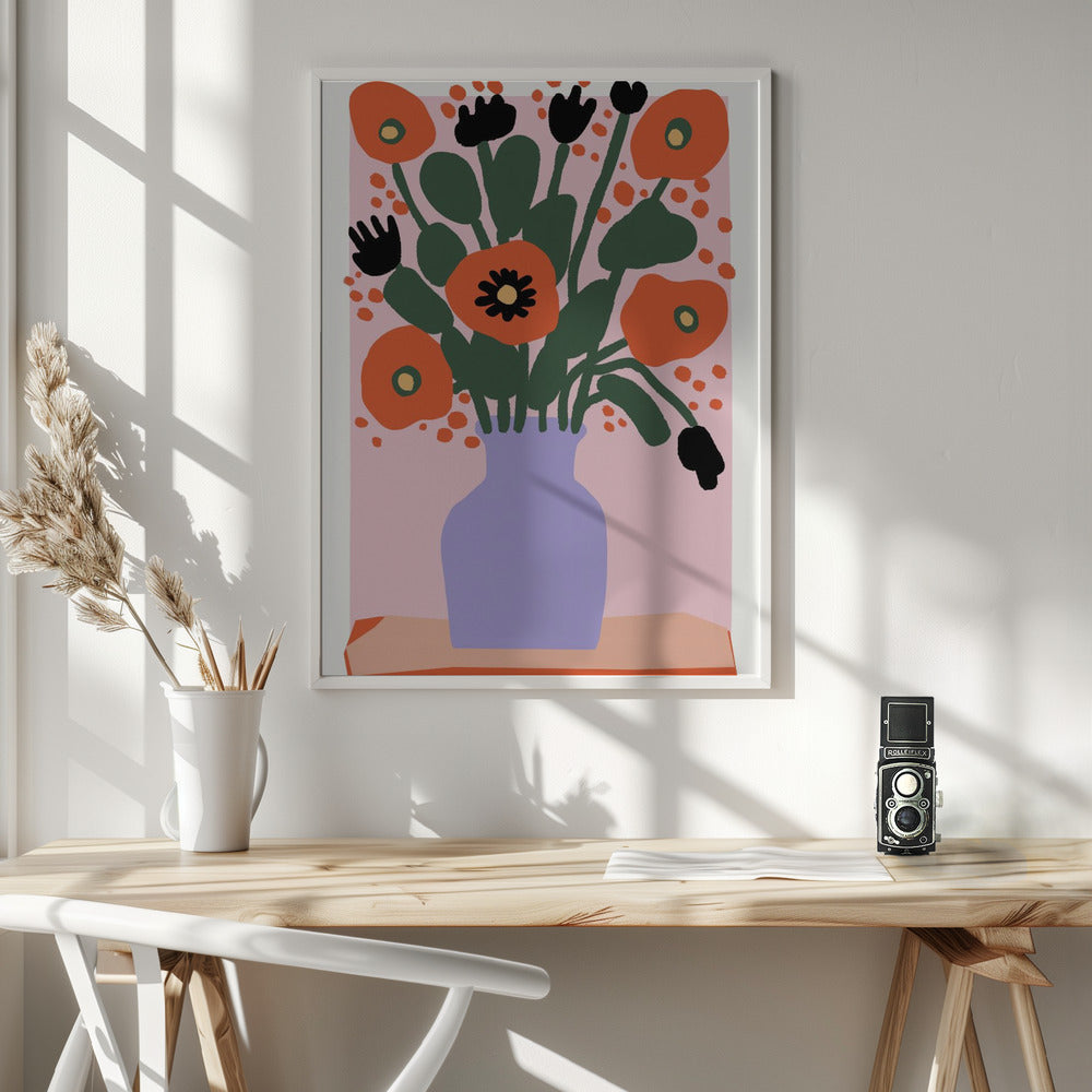 Poppy In Purple Vase Poster