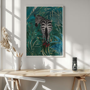 Zebra wearing heels in the jungle Poster